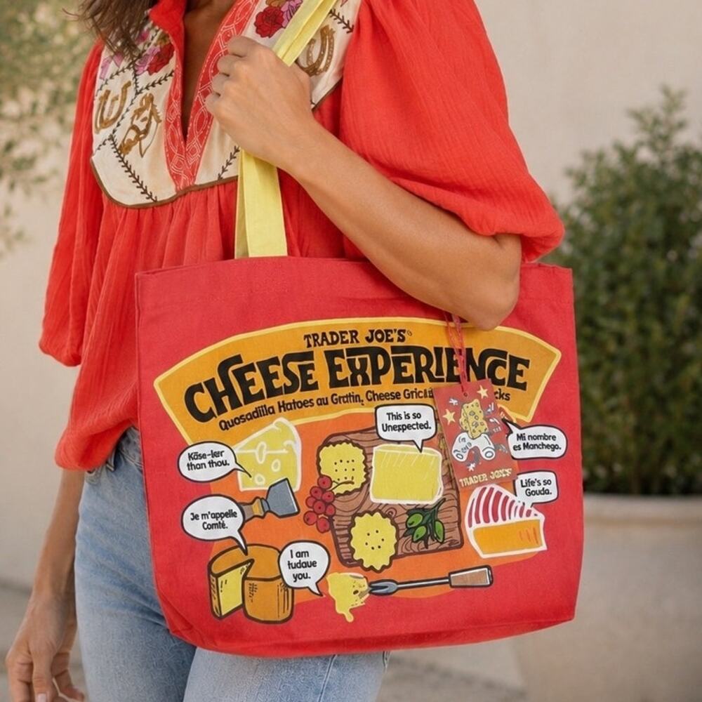 Trader Joe’s Cheese Experience Adventures Cotton Tote Bag Reusable NWT